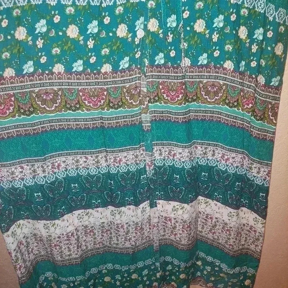 R. VIVIMOS Maxi Dress Size M Floral  Boho Prairie Festival Flowy Front Slit - Picture 7 of 10